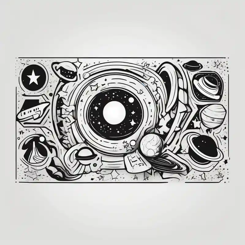 I wanna a tattoo in my wrist with a shape of rectangle wide as a bracelet with astronomy theme galaxy planets and stars like